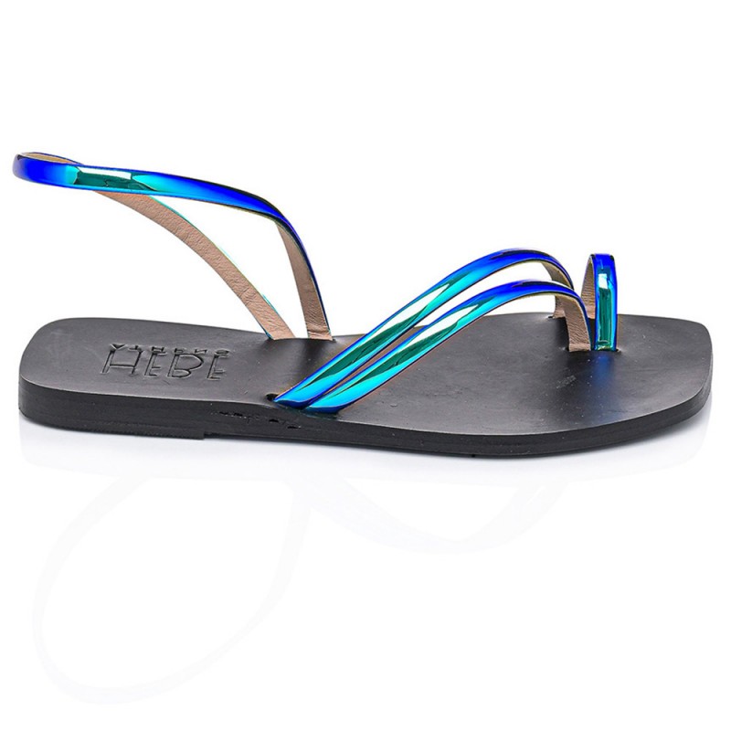 ESTIA Blue Mirror Leather Sandals