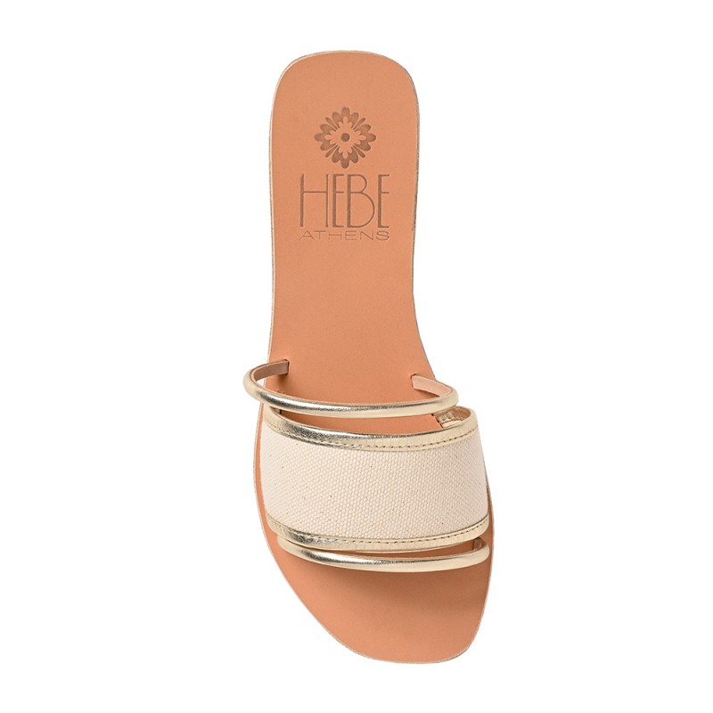 GAEA LEATHER SANDAL - Platina