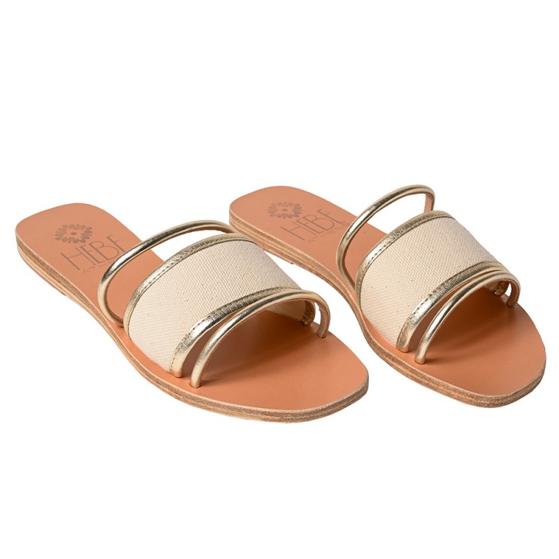 GAEA LEATHER SANDAL - Platina