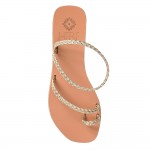 PERSEPHONE LOOP LEATHER SANDAL - Platina