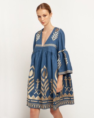 Kori Indigo Blue Gold Dress