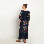 Kori Aeolis Navy Blue Multi Green Dress