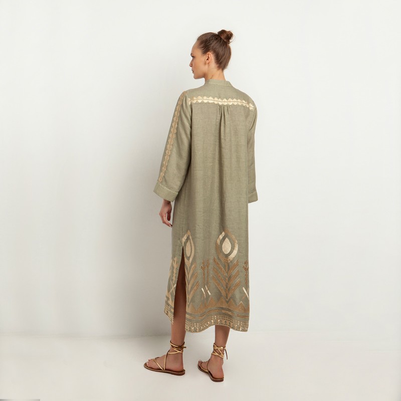 Kori Tea Gold Long Caftan Dress