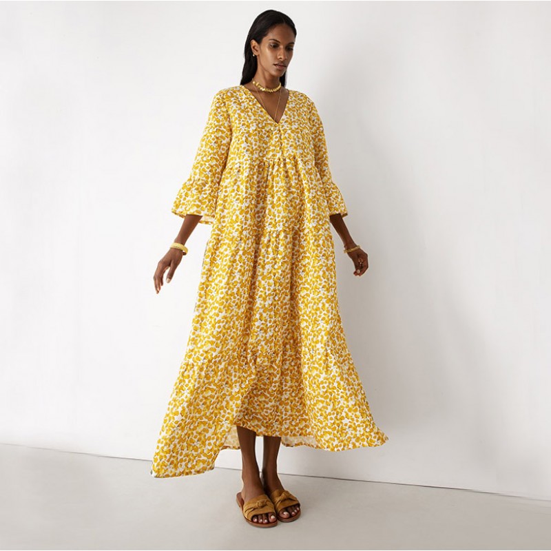 Penelope Yellow Bougainvillea Dress - 97-0040