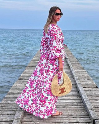 Bougainvillea Pink Maxi Dress